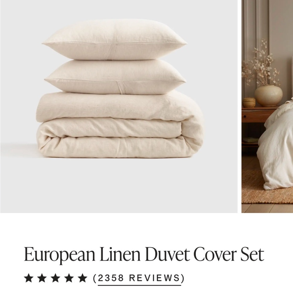 Quince European Linen Pinstriped Duvet Cover Set
